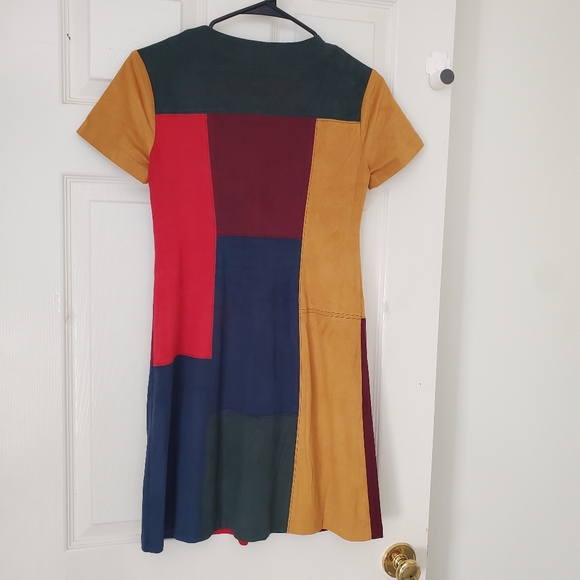 Colorblock Zip-Front‎ Red Knee Length Short Sleeve Dress Retro Inspired SZ:XS - Picture 6 of 6
